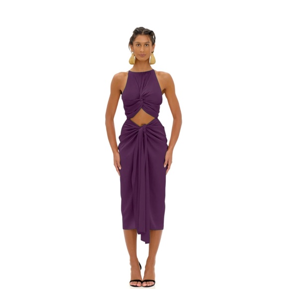 Andrea Iyamah Reni Plum Midi Dress - Brand New, Never Worn, Size L - Picture 3 of 4